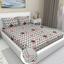 YaAkholic Multicoloured Queen Bedsheet with 2 Pillow Covers-image-81