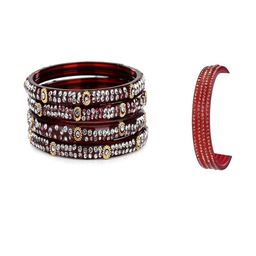 SOMIL Set of 8 Maroon Alloy Bangles-image-66