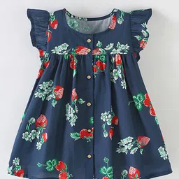 Xsole Girl's Graphic Printed Flutter Sleeve Fit & Flare Dress-image-70
