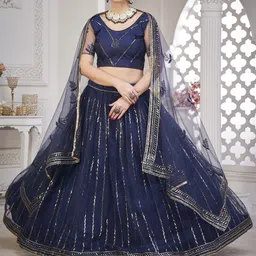 Warthy Ent Embroidered Sequinned Semi-Stitched Lehenga With Unstitched Blouse & Dupatta-picture-23
