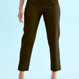 Go Colors Women Cotton Tapered Fit Flat-Front Chinos Trousers-image-1