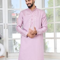 See Designs Men Solid Sequinned Embroidered Detail Kurta-picture-38