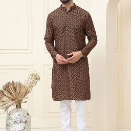 SOJANYA Men Printed Regular Pure Cotton Kurta with Churidar-picture-18