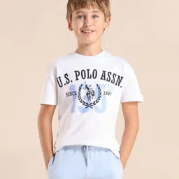 U.S. Polo Assn. Kids Boys Brand Logo Printed Drop-Shoulder Sleeves Applique T-shirt-picture-30