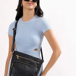 PELLE LUXUR Textured Leather Structured Sling Bag-picture-8