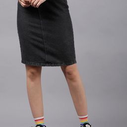 Tokyo Talkies Pure Cotton A-Line Above Knee Length Skirts-image-2