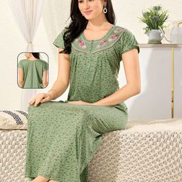 UDHATIKRAMAN Embroidered Maxi Nightdress-image-89