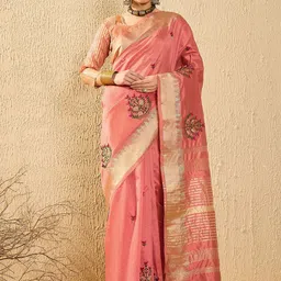 SERONA FABRICS Woven Design Embroidered Silk Cotton Banarasi Saree-image-36