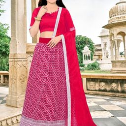 F Plus Fashion Girls Pink Net Semi-Stitched Lehenga Choli-image-87