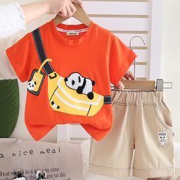 INCLUD Boys Graphic Printed Round Neck T-Shirt With Shorts-picture-3