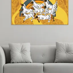 nestroots Yellow & White Horses Printed Canvas Painting Wall Art-image-63