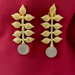 TISHUL JEWELS Silver-Plated Floral Shaped Drop Earrings-picture-18
