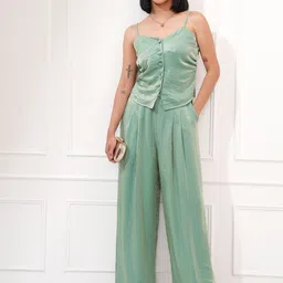 ESPYR By Tokyo Talkies Shoulder Straps Top With Pleated Wide Leg Trousers Co-Ords-picture-24