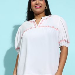 Oxolloxo Puff Sleeve Crepe Blouson Top-picture-26