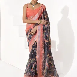 Mitera Women Floral Printed Zari Saree-picture-58