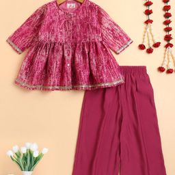 The Magic Wand Girls Ethnic Motifs Printed Regular Top with Palazzos-image-25