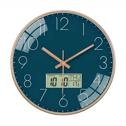 M T BROTHERS Blue & Gold-Toned Contemporary Wall Clock-18