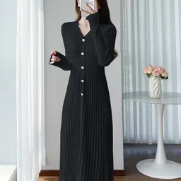 StyleCast x Revolte Women V-Neck Fit & Flare Midi Dress-image-78