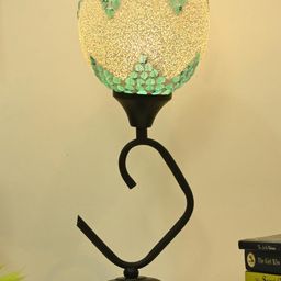 SOMIL Blue Printed Glass Cylindrical Shaped Table Lamp-picture-30