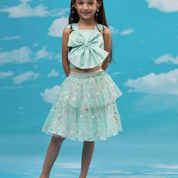 LIL DRAMA Girls Square Neck Top with Skirt-picture-35