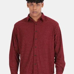 Blu MNKY Men Smart Slim Fit Micro Checked Casual Shirt-picture-16