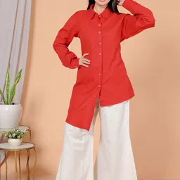 Rasrainaa Collared Neck Full Sleeve Shirt With Palazzos Co-Ords-image-78