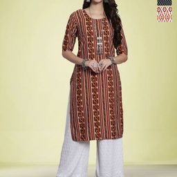 Moda Rapido Women Ethnic Motifs Printed Sequinned Floral Crepe Kurta-picture-33