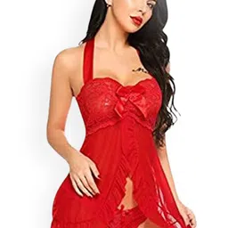Fihana Net Halter Neck Baby Doll with Asymmetric-picture-16