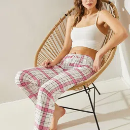 BIANCO LUCCI Checked Mid-Rise Straight-Leg Lounge Pant-picture-12