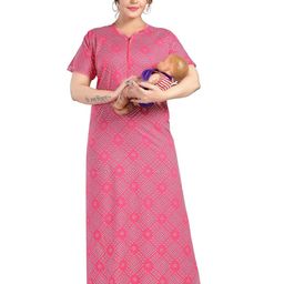 LIFE-TALE Women Pink Satin Nightdress-image-94