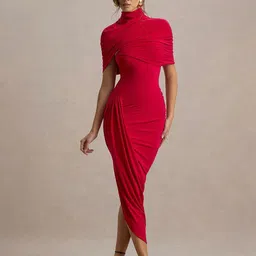 MIAKEE Women Cape Sleeve Bodycon Maxi Dress-picture-47