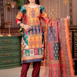 Sangria Girls Ethnic Motifs Printed Satin Kurta With Trousers & Dupatta-picture-10