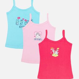 Bodycare Girls Pack Of 3 Printed Pure Cotton Assorted Camisole-picture-52