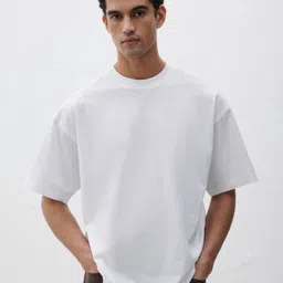 URBANICE Men Solid Round Neck Cotton Oversized T-shirt-picture-24