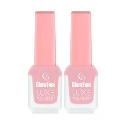 GlamFam Set Of 2 Glossy Finish Luxe Nail Lacquer - 12 ml Each - Light Beige 23-4