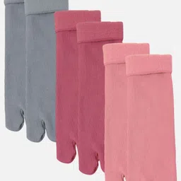 StyFun Women Pack Of 3 Striped Calf Length Thumb Socks-29