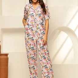 JANAKDULARI CREATION Shawl Neck Printed Basic Jumpsuit-picture-11