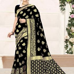 Trendmalls Floral Woven Design Banarasi Saree-image-66