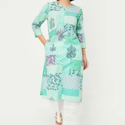 max Women Printed Keyhole Neck Flared Sleeves Kurta-picture-8
