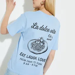 max Women Typography Printed Round Neck Cotton Oversized T-shirt-image-84