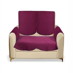 Fashion Throw Pink Solid Velvet 4 Piece Sofa Cover With Arms-image-58