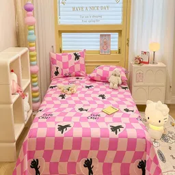 JC HOME Pink & Black 200 TC Cotton King Bedsheet Set 2.30 m x 2.45 m-image-38
