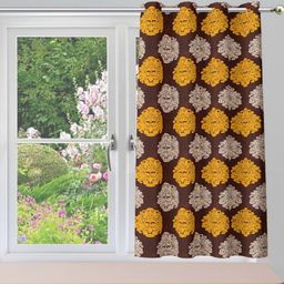 POORAK Brown Geometric Sheer Window Curtain-image-27