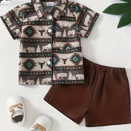 SHREE VANKIYA HANUMANJI FASHION Kids Printed Pure Cotton Shirt with Shorts-picture-30