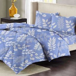 VAS COLLECTIONS Blue & White Floral Polycotton 4 Piece Double Extra Large Superfine Bedding Set-picture-12