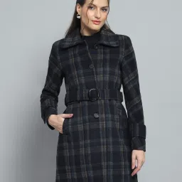 Wool Blend Checkered Coat For Women-image-68