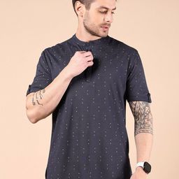 V-Mart Men Printed Henley Neck Cotton T-shirt-image-11