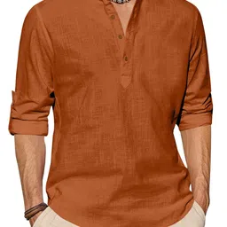 Fifth U Men Brown Kurta-image-76