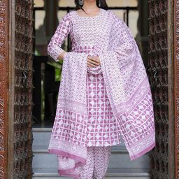 Moda Rapido Women Ethnic Motifs Printed Regular Sequinned Pure Cotton Kurta with Trousers & With Dupatta-picture-17