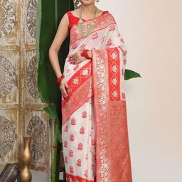 Astita Woven Design Zari Linen Blend Saree-17